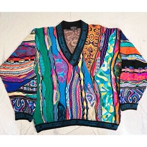 Vintage COOGI Australia 100% Wool Sweater XL Multicolor 3D Knit Cosby Style OOAK